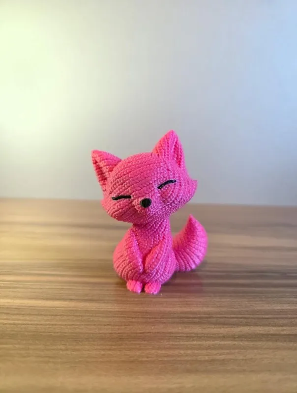 Raposa Decorativa Fúcsia: Design Texturizado 3D