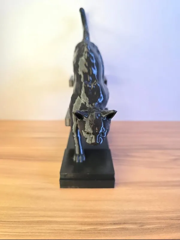 Escultura Pantera Negra Decorativa 3D Moderna para Mesa Estante Presente