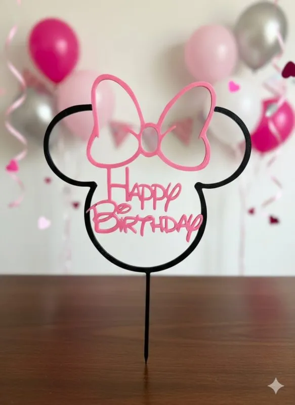 Topo de Bolo Minnie Happy Birthday