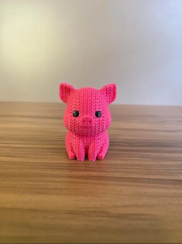 Escultura Decorativa Porquinho Estilo Tricô – Impressão 3D