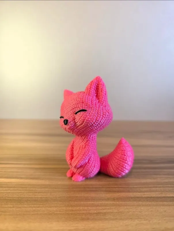 Raposa Decorativa Fúcsia 3D Estilo Texturizado para Mesa Estante Presente