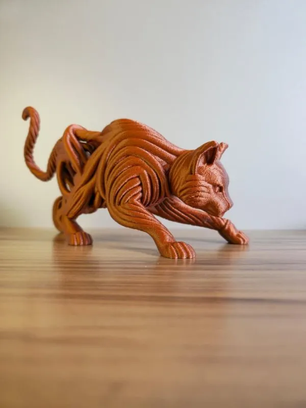 Escultura Decorativa Gato Artístico 3D para Mesa Estante Presente Moderno