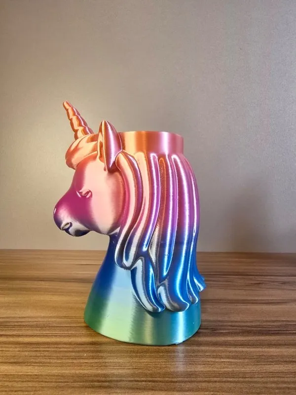 Porta-Canetas Unicórnio Furta-Cor Organizador de Mesa Criativo Decorativo