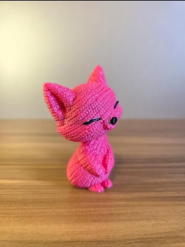 Raposa Decorativa Fúcsia 3D Estilo Texturizado para Mesa Estante Presente