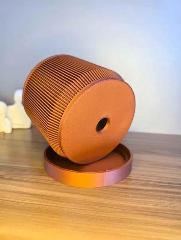 Vaso Decorativo Cilíndrico com Textura Canelada para Mesa Sala Estante