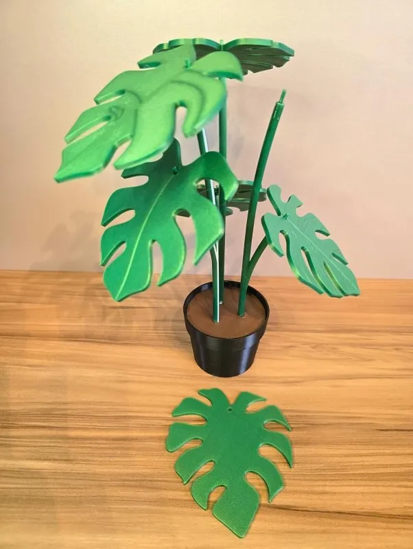 Descanso de Copo Monstera com 6 Folhas Decorativo Funcional em Impressão 3D