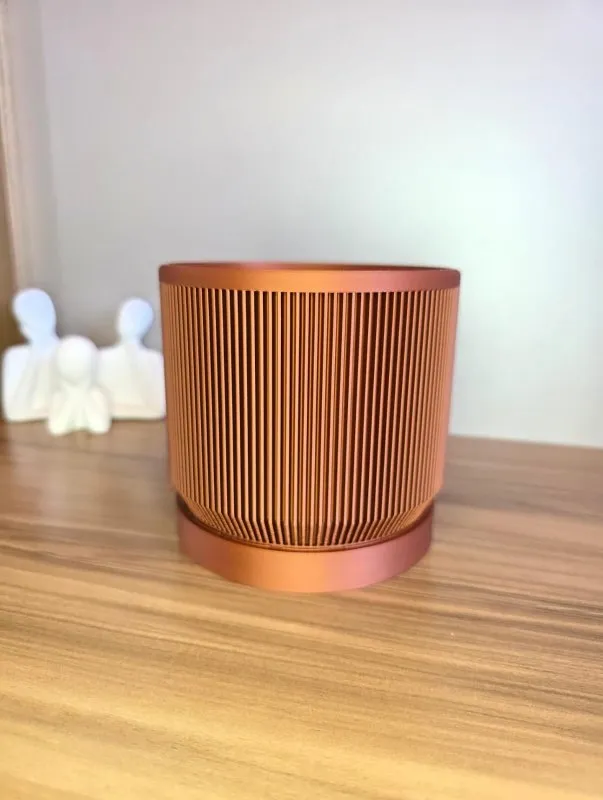 Vaso Decorativo Cilíndrico com Textura Canelada