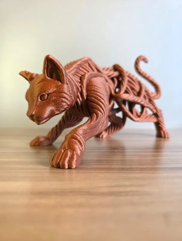 Escultura Decorativa Gato Artístico 3D para Mesa Estante Presente Moderno