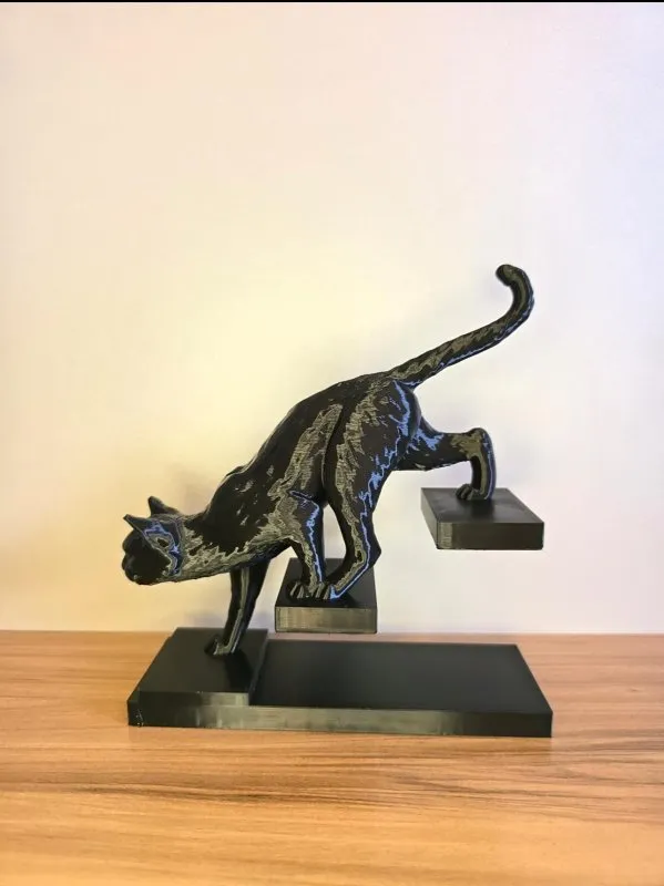 Escultura Pantera Negra Decorativa 3D Moderna para Mesa Estante Presente