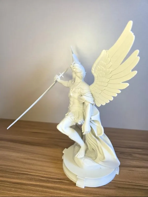 Escultura Arcanjo Miguel Decorativa Religiosa Cristã para Mesa Presente