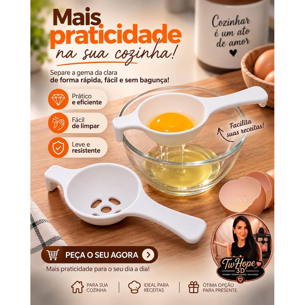 Separador de Gema e Clara de Ovo – Utensílio de Cozinha | Prático e Higiênico