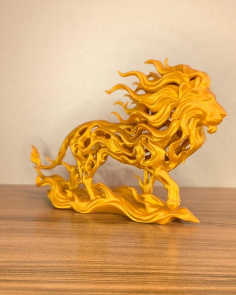 Leão Decorativo 3D Escultura Moderna Premium Vazado Luxo Decoração Casa Escritório Presente Sofisticado 15cm