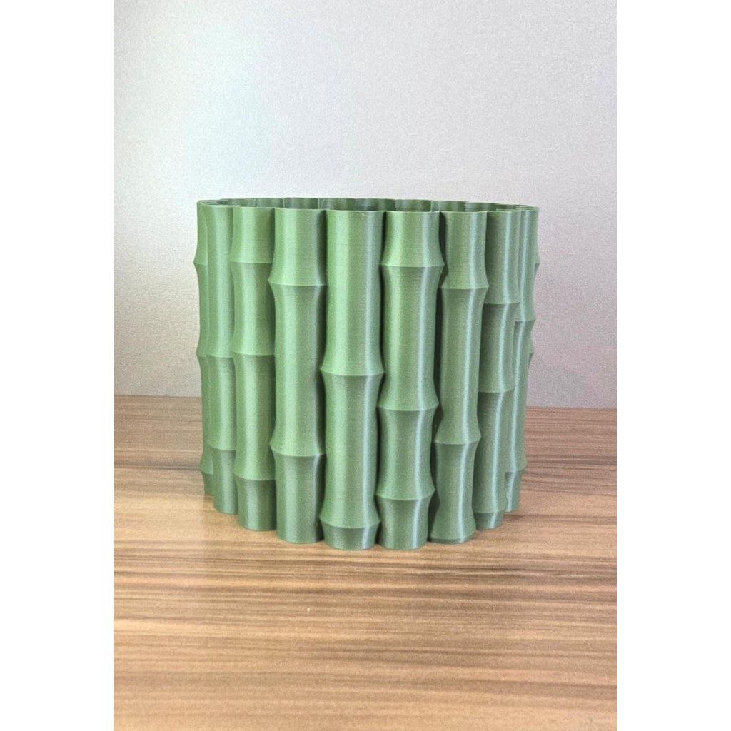 Vaso Decorativo Moderno Estilo Bambu em Impressão 3D Cachepot Elegante para Plantas Casa