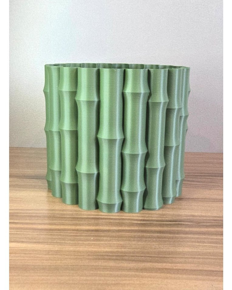 Vaso Decorativo Moderno Estilo Bambu em Impressão 3D Cachepot Elegante para Plantas Casa