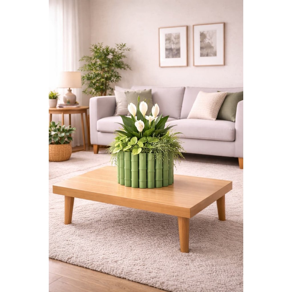 Vaso Decorativo Moderno Estilo Bambu em Impressão 3D Cachepot Elegante para Plantas Casa