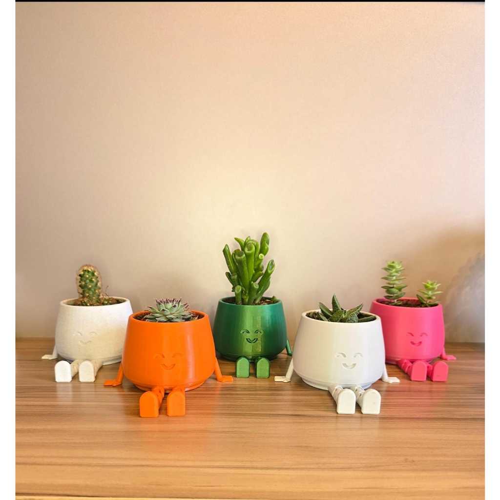 Vaso Decorativo com Perninhas em Impressão 3D para Suculentas Cactos Mesa