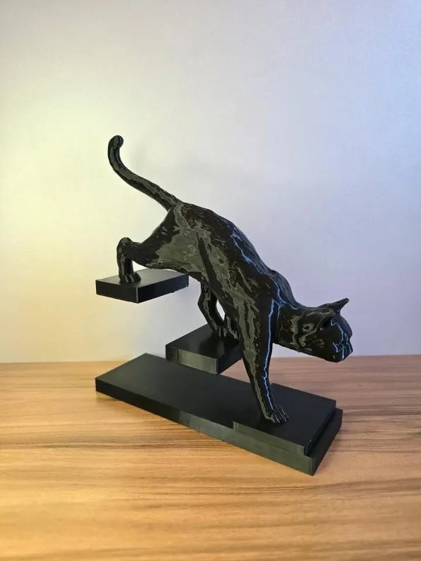 Escultura Pantera Negra Decorativa 3D Moderna para Mesa Estante Presente