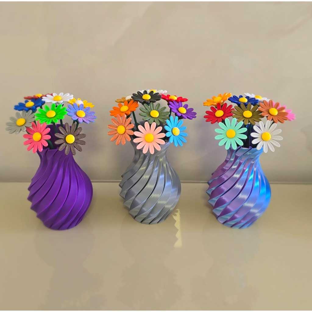 Vaso Espiral Decorativo ou Flores Margaridas Kit 6 ou 8 Modular Mesa Sala Escritório - VENDIDOS SEPARADAMENTE