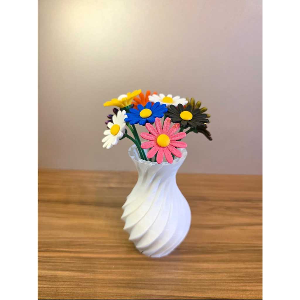 Vaso Espiral Decorativo ou Flores Margaridas Kit 6 ou 8 Modular Mesa Sala Escritório - VENDIDOS SEPARADAMENTE