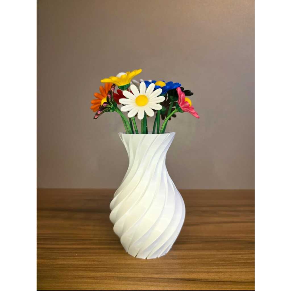 Vaso Espiral Decorativo ou Flores Margaridas Kit 6 ou 8 Modular Mesa Sala Escritório - VENDIDOS SEPARADAMENTE