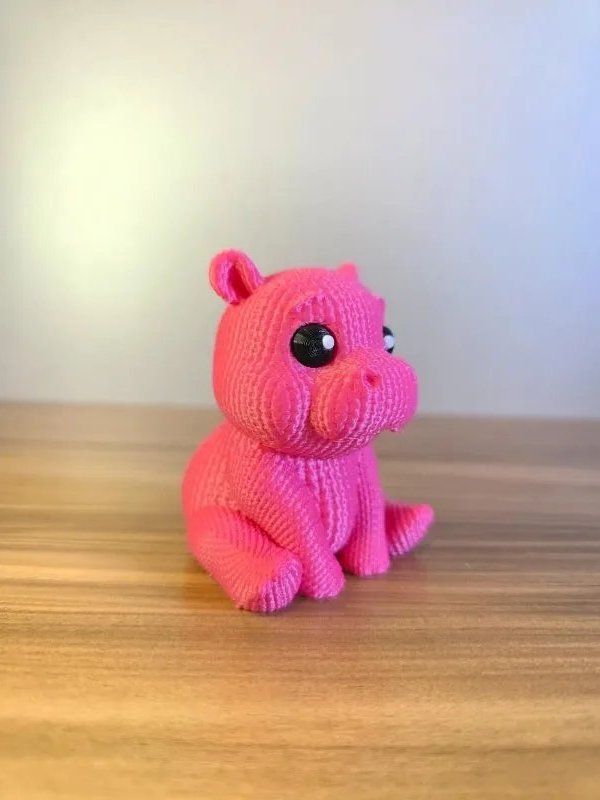 Hipopótamo Rosa Decorativo 3D Estilo Tricô para Mesa Quarto Infantil Presente