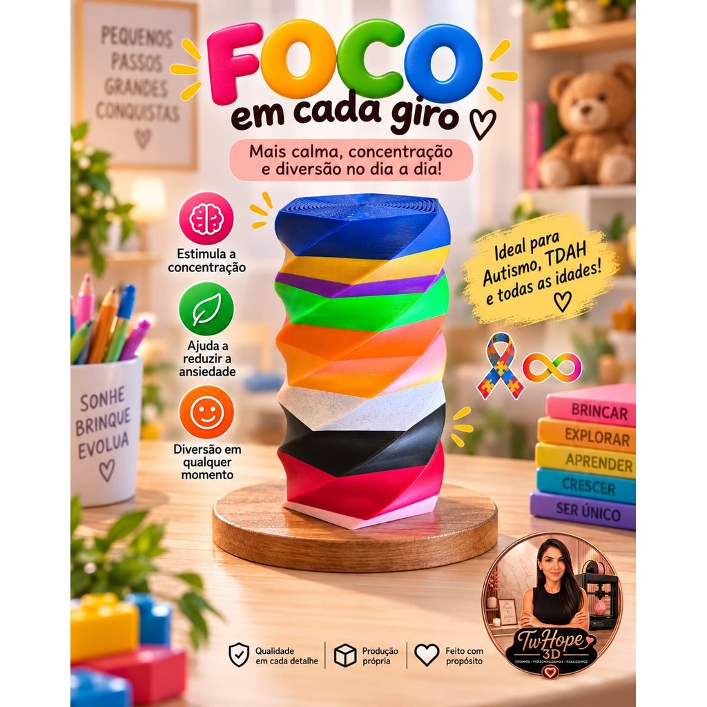 Brinquedo Sensorial Fidget 3D Articulado Hexagonal Antiestresse Flexível Interativo Criativo