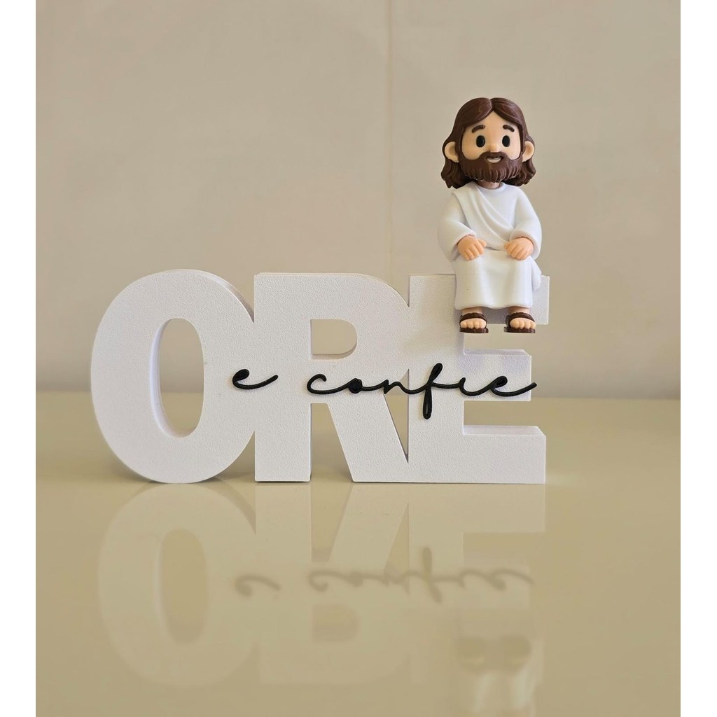 Estatueta Decorativa de Mini Jesus em Impressão 3D Design Fofo para Cantinho de Oração