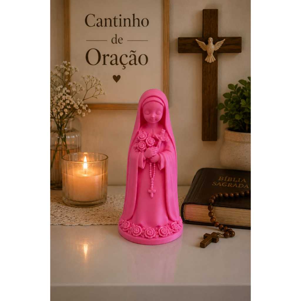 Escultura Santa Terezinha Decorativa Fé e Proteção Estatueta Religiosa 3D Design Delicado