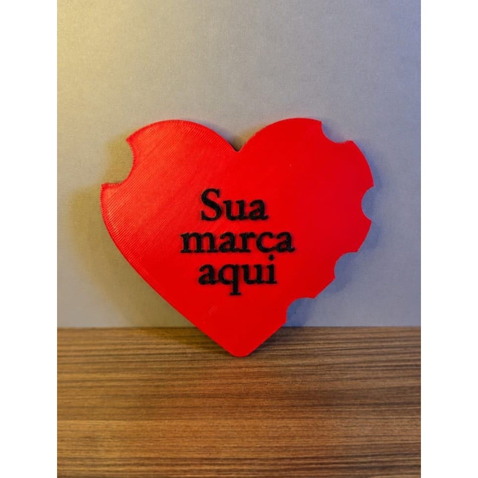 Placa Coração Personalizada com Sua Marca em 3D para Decoração de Salão e Esmalteria