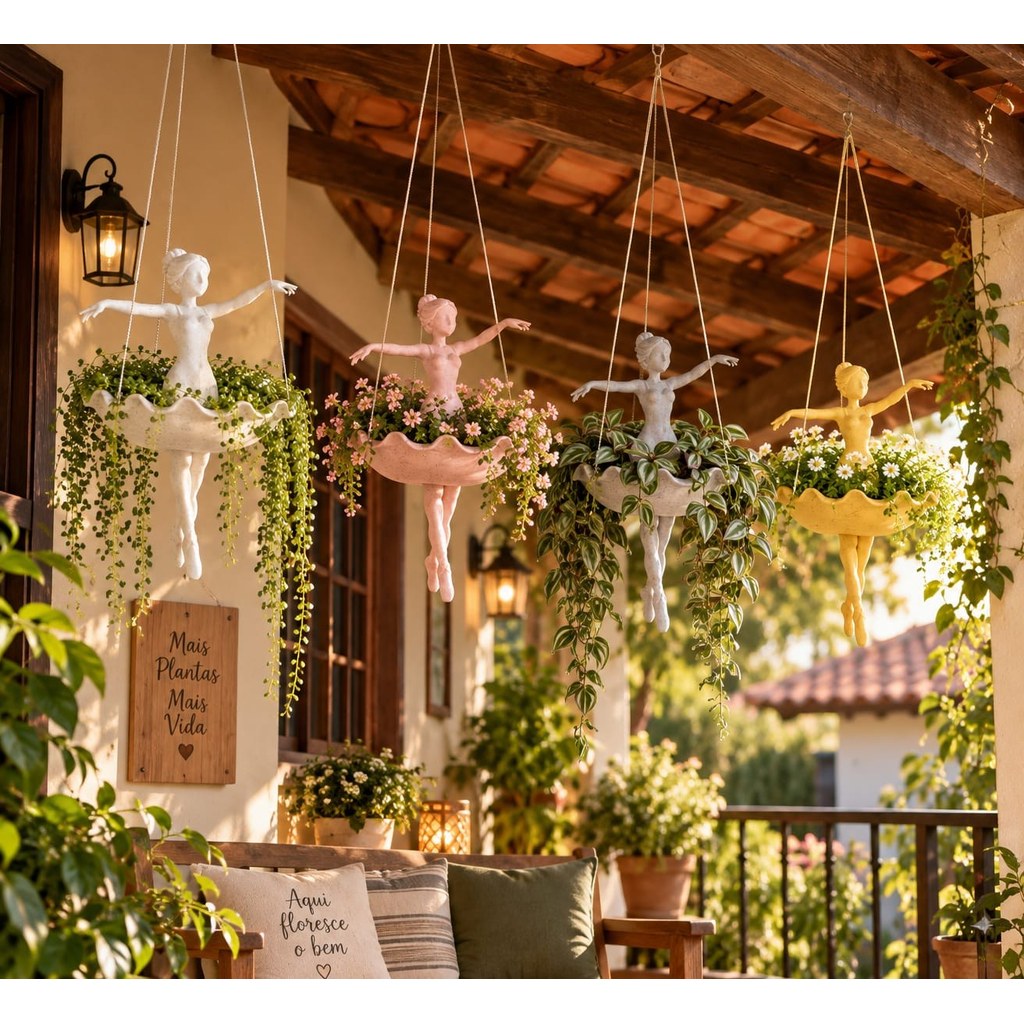 Vaso Suspenso Bailarina Decorativa Cachepot Escultural para Plantas em Impressão 3D