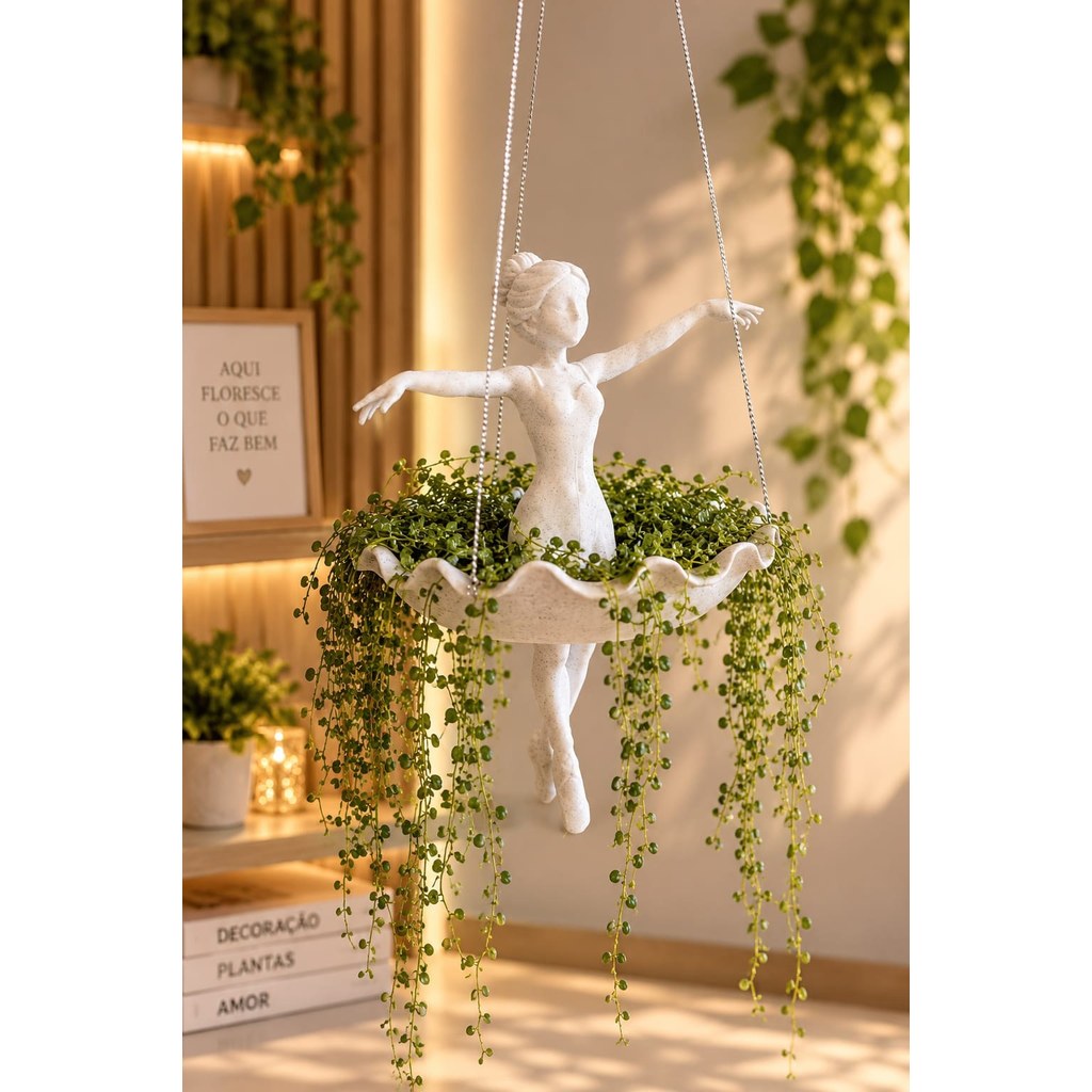 Vaso Suspenso Bailarina Decorativa Cachepot Escultural para Plantas em Impressão 3D
