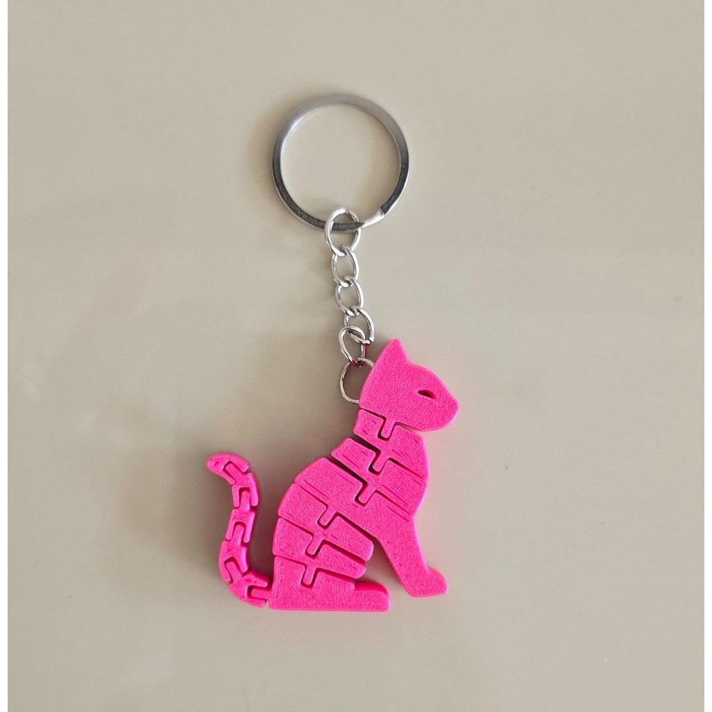 Chaveiro Gato Articulado em Impressão 3D Design Criativo para Apaixonados por Gatos