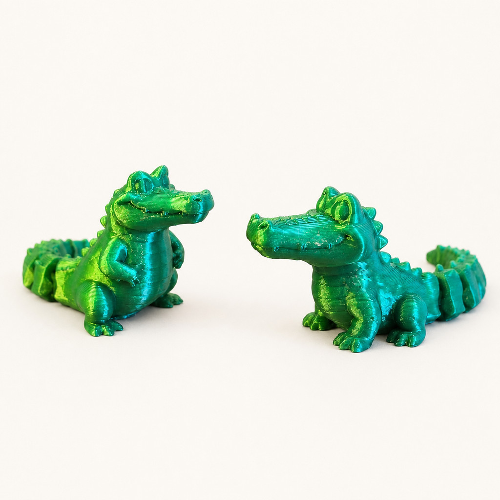 Estatueta Jacaré Flexível Articulado Impressão 3D Decoração Quarto Infantil Mesa