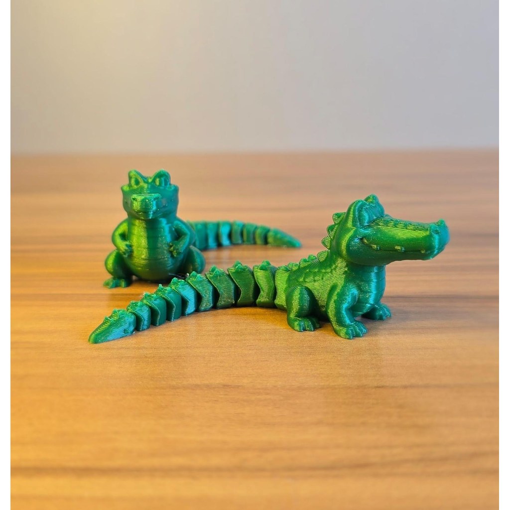 Estatueta Jacaré Flexível Articulado Impressão 3D Decoração Quarto Infantil Mesa