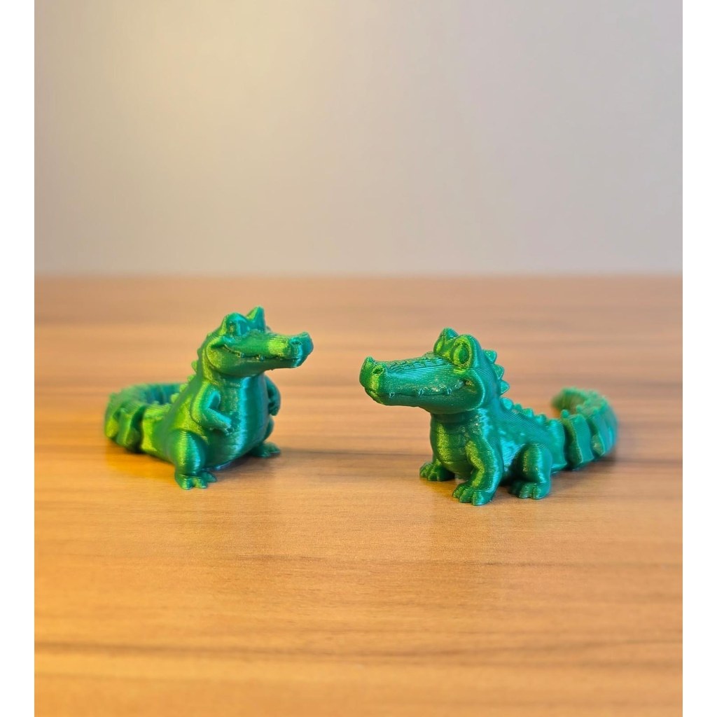 Estatueta Jacaré Flexível Articulado Impressão 3D Decoração Quarto Infantil Mesa