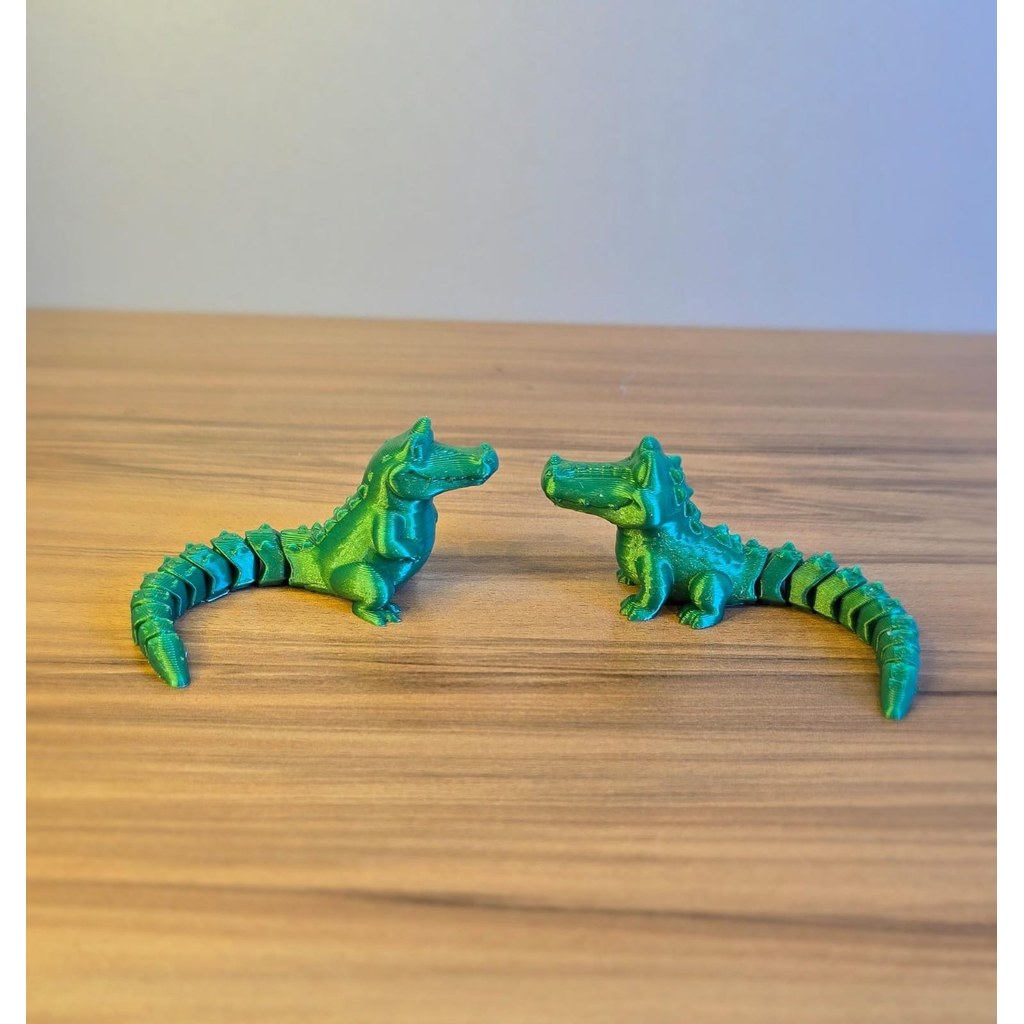 Estatueta Jacaré Flexível Articulado Impressão 3D Decoração Quarto Infantil Mesa