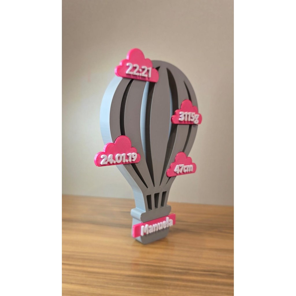 Enfeite Balão de Ar Quente Personalizado Nascimento Bebê Decoração Quarto Maternidade