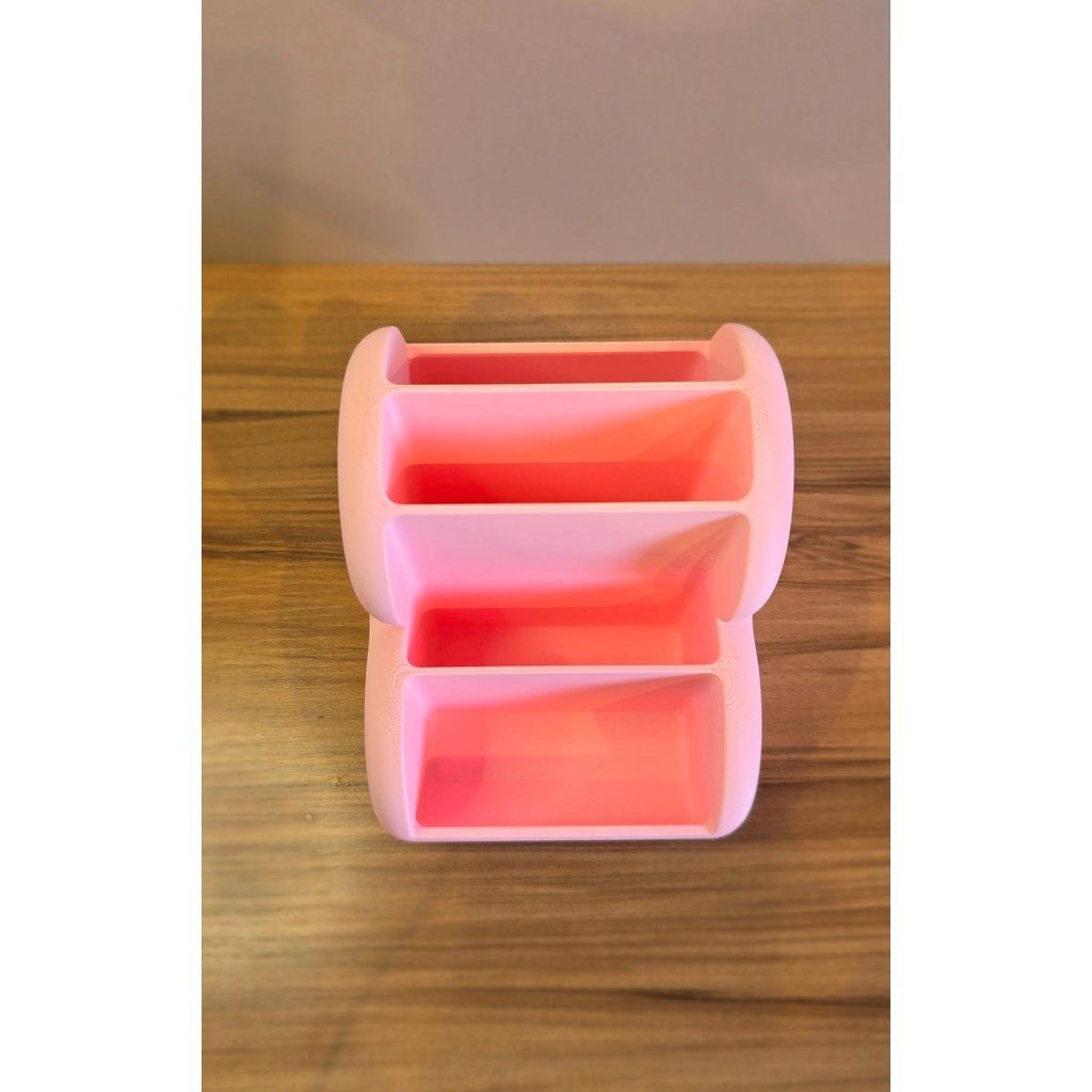 Organizador de Mesa Coração Rosa Porta Pincéis Canetas Maquiagem Escritório Decoração