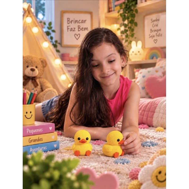 Patinho Amarelo Texturizado em Impressão 3D Brinquedo Decorativo Infantil Criativo
