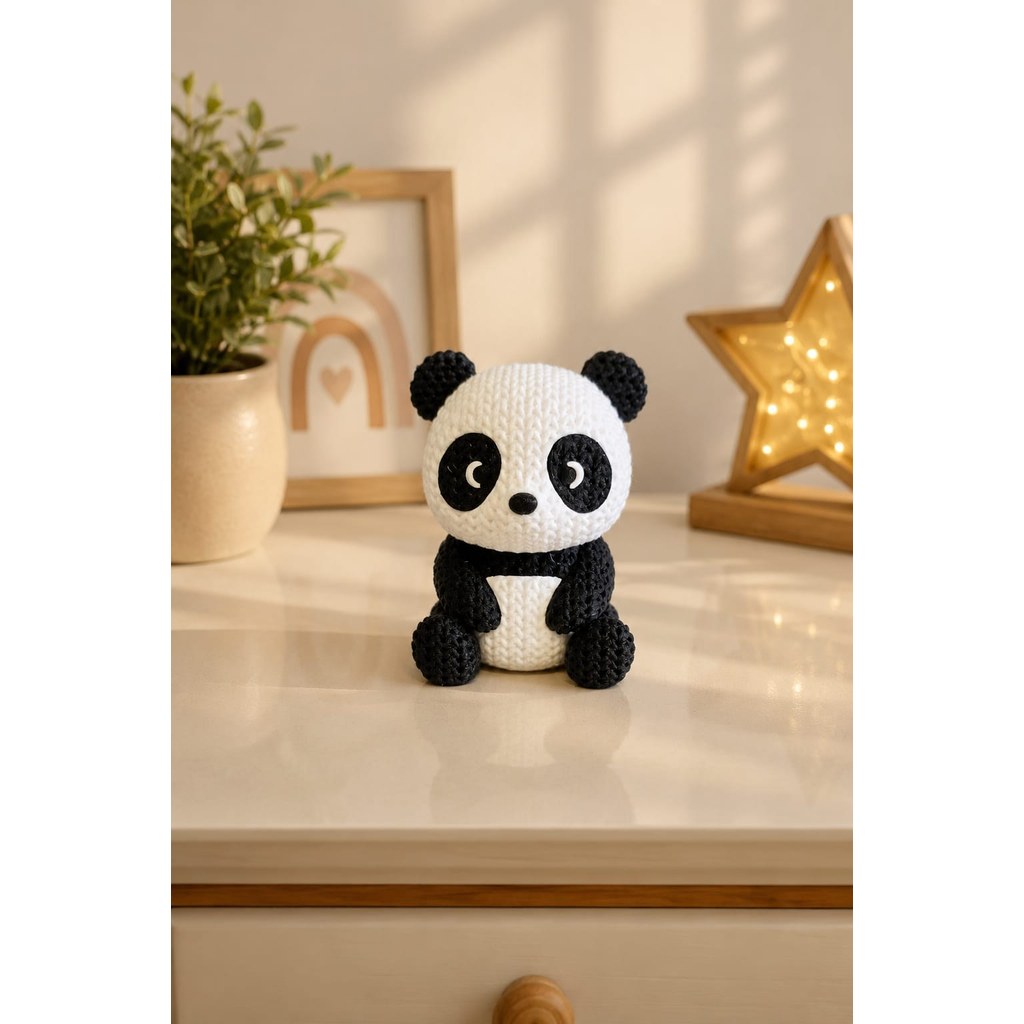 Panda Amigurumi Artesanal Decorativo Fofo, Feito em 3D Presente Criativo para Crianças