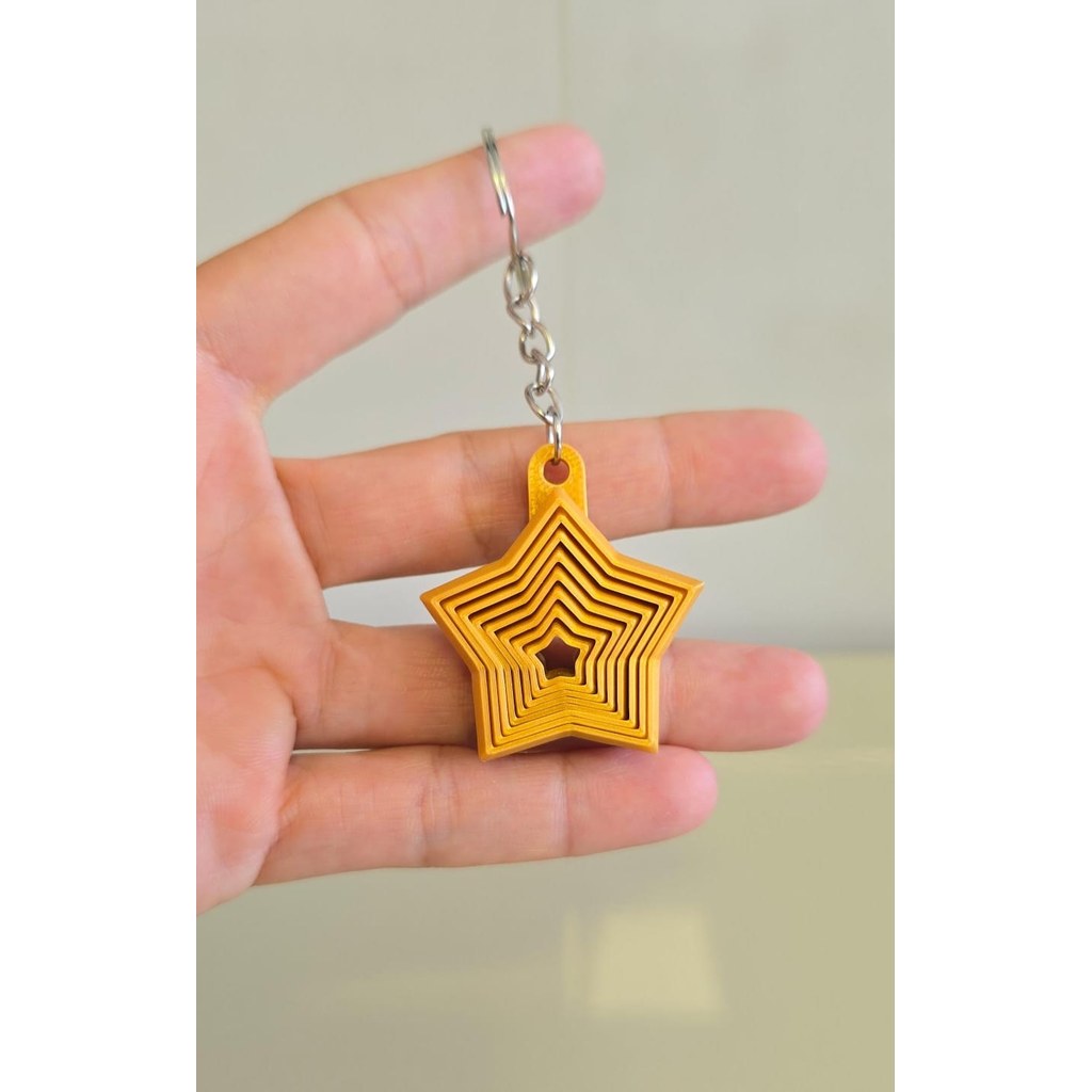Chaveiro Sensorial Estrela Vazado em Camadas Design Moderno Colorido Feito em Impressão 3D