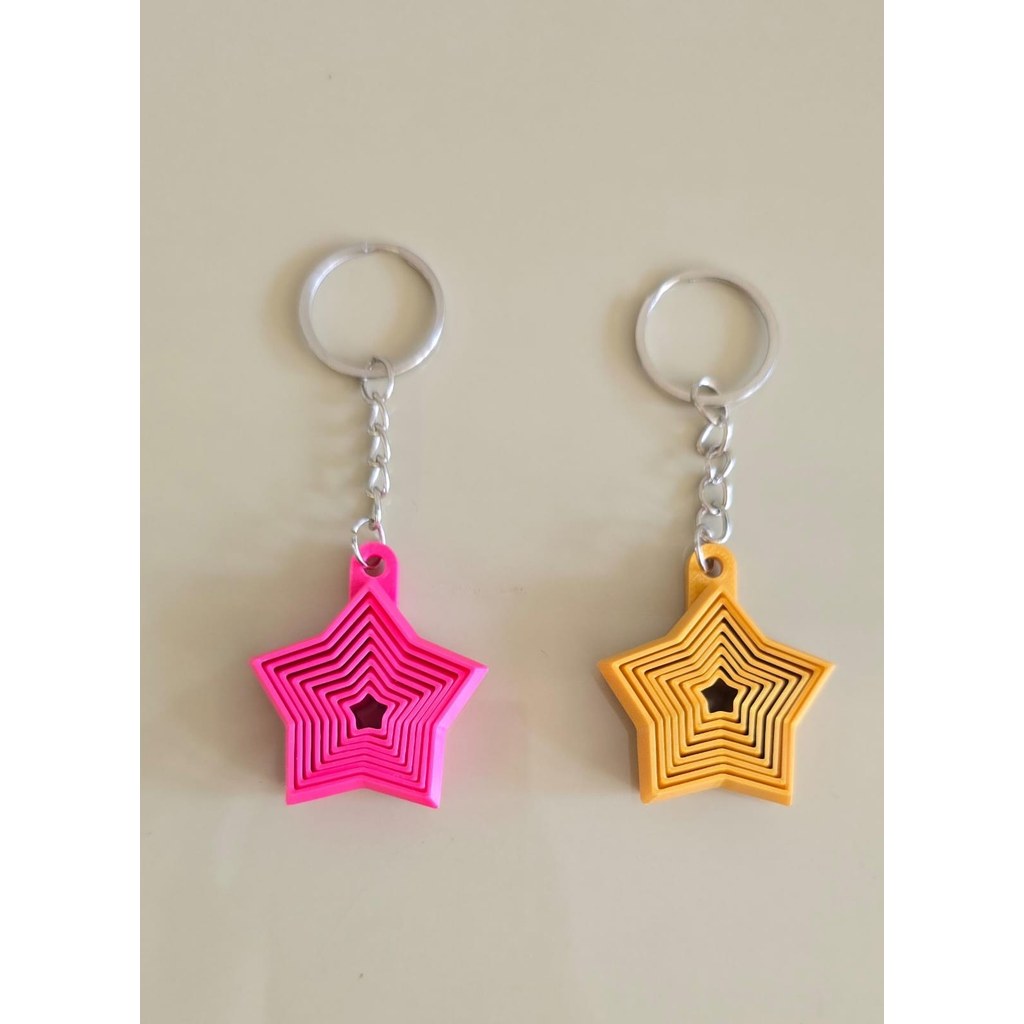 Chaveiro Sensorial Estrela Vazado em Camadas Design Moderno Colorido Feito em Impressão 3D