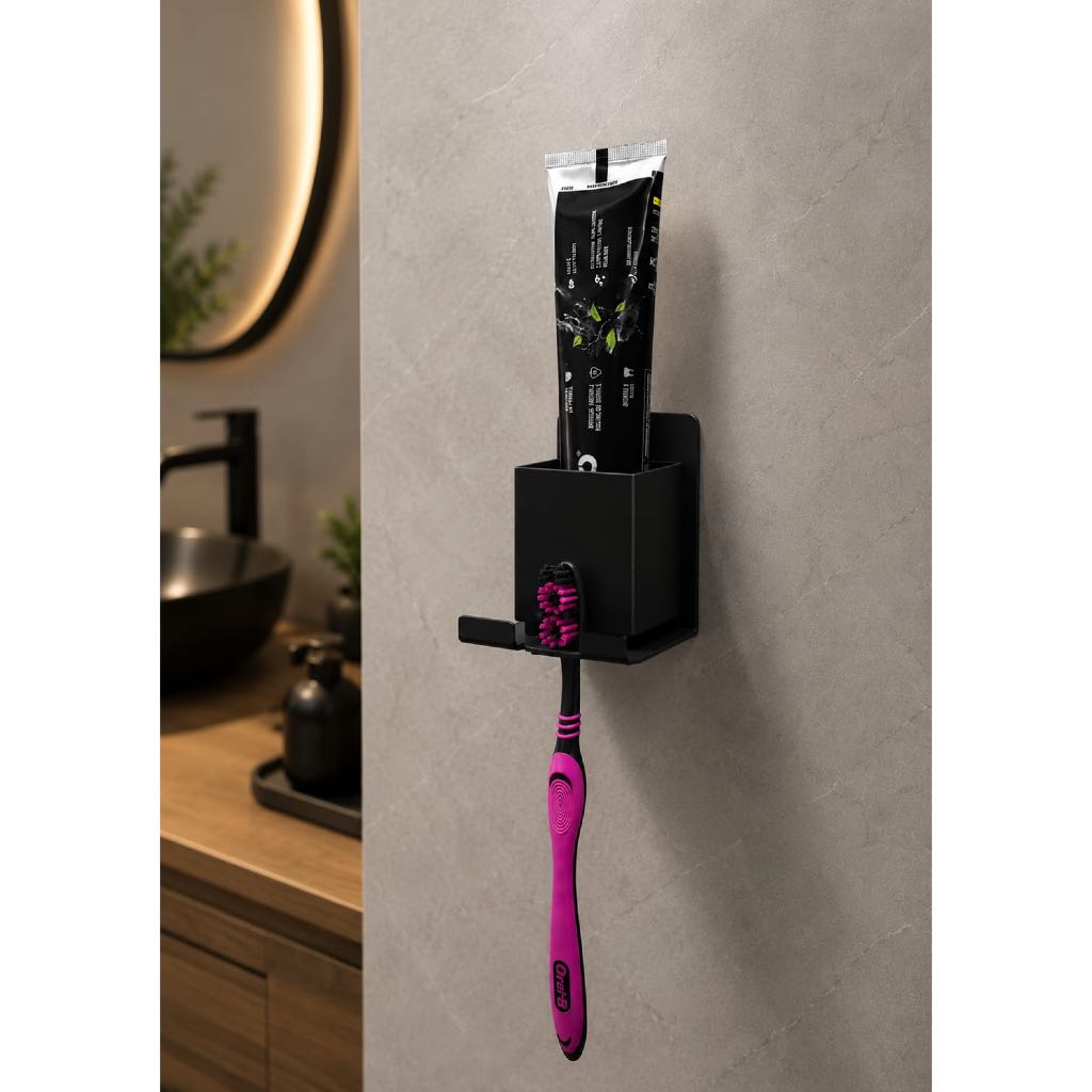 Suporte de Parede para Escova e Pasta de Dente Organizador Banheiro Lavabo Moderno