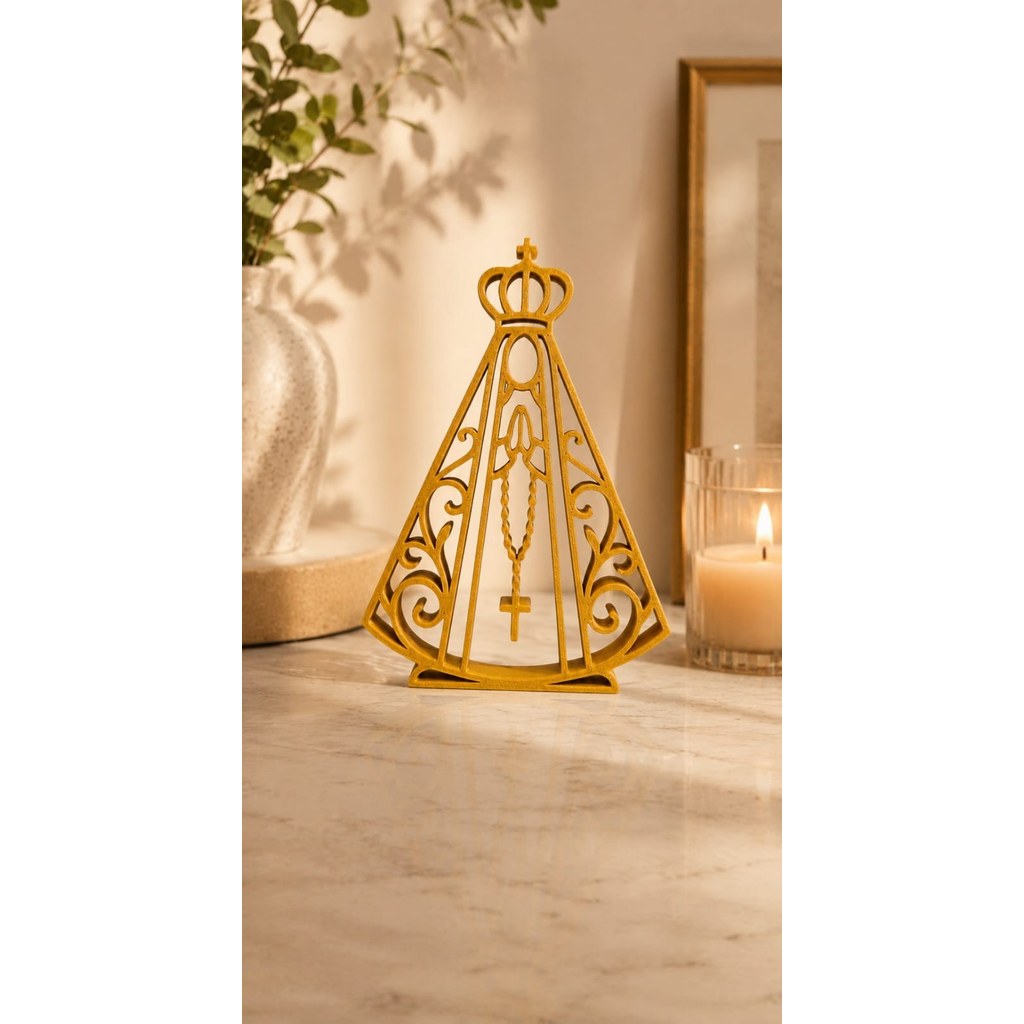 Escultura Nossa Senhora Aparecida Vazada Oração Fé Decoração Religiosa Estilo Moderno