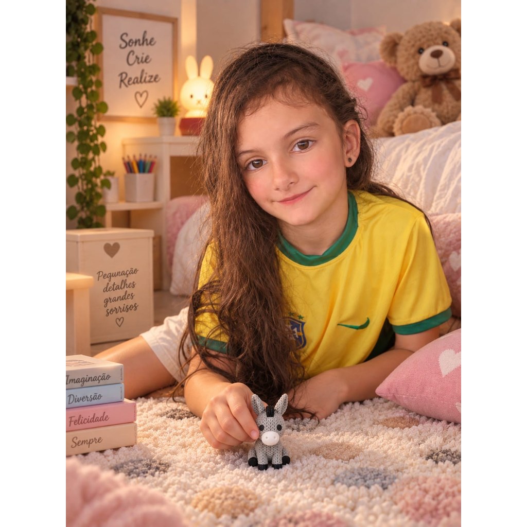 Burrinho Decorativo em Impressão 3D com Textura Trançada para Brincadeiras