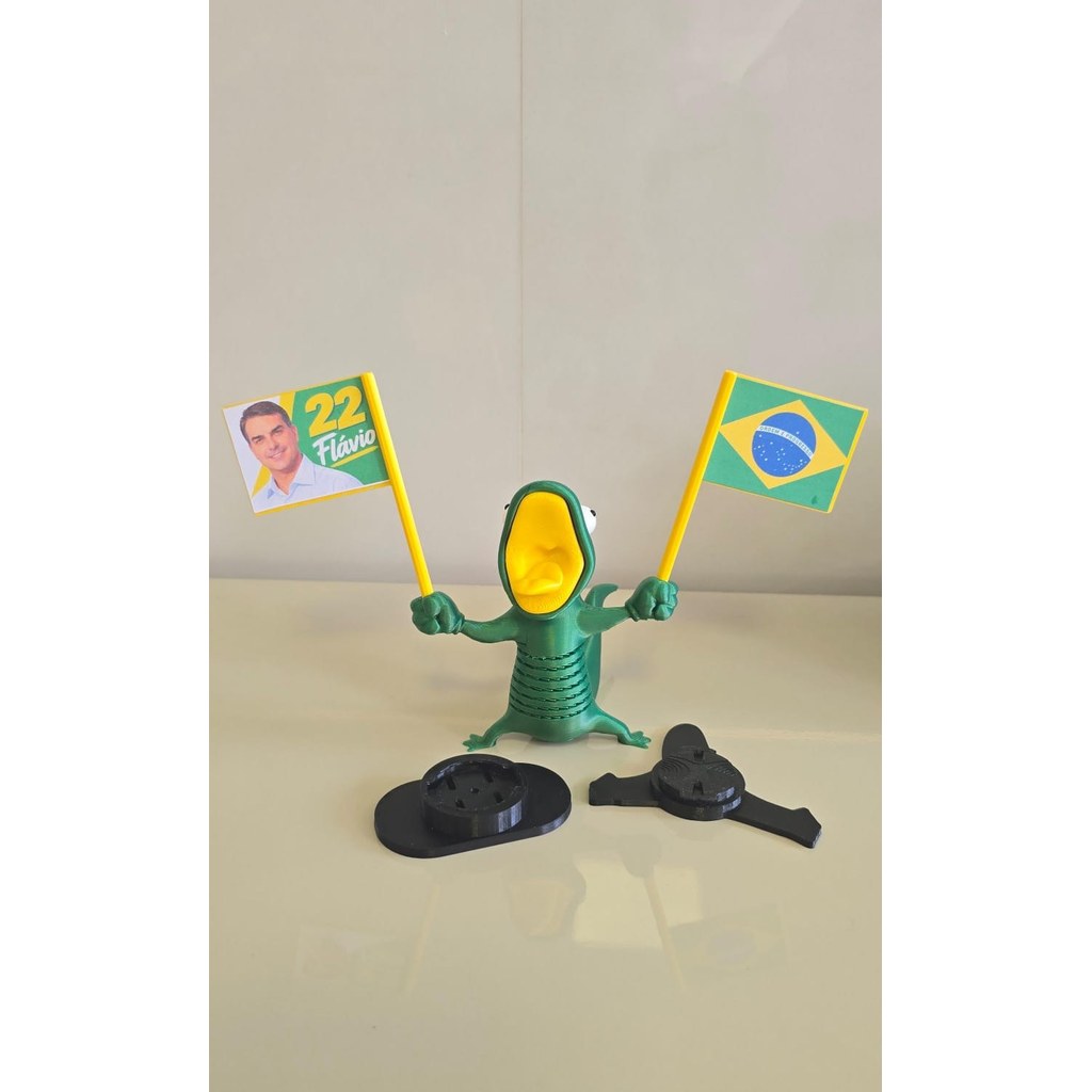 Lagarto do Seu Time com Bandeiras, Suporte para Moto, Impressão 3D