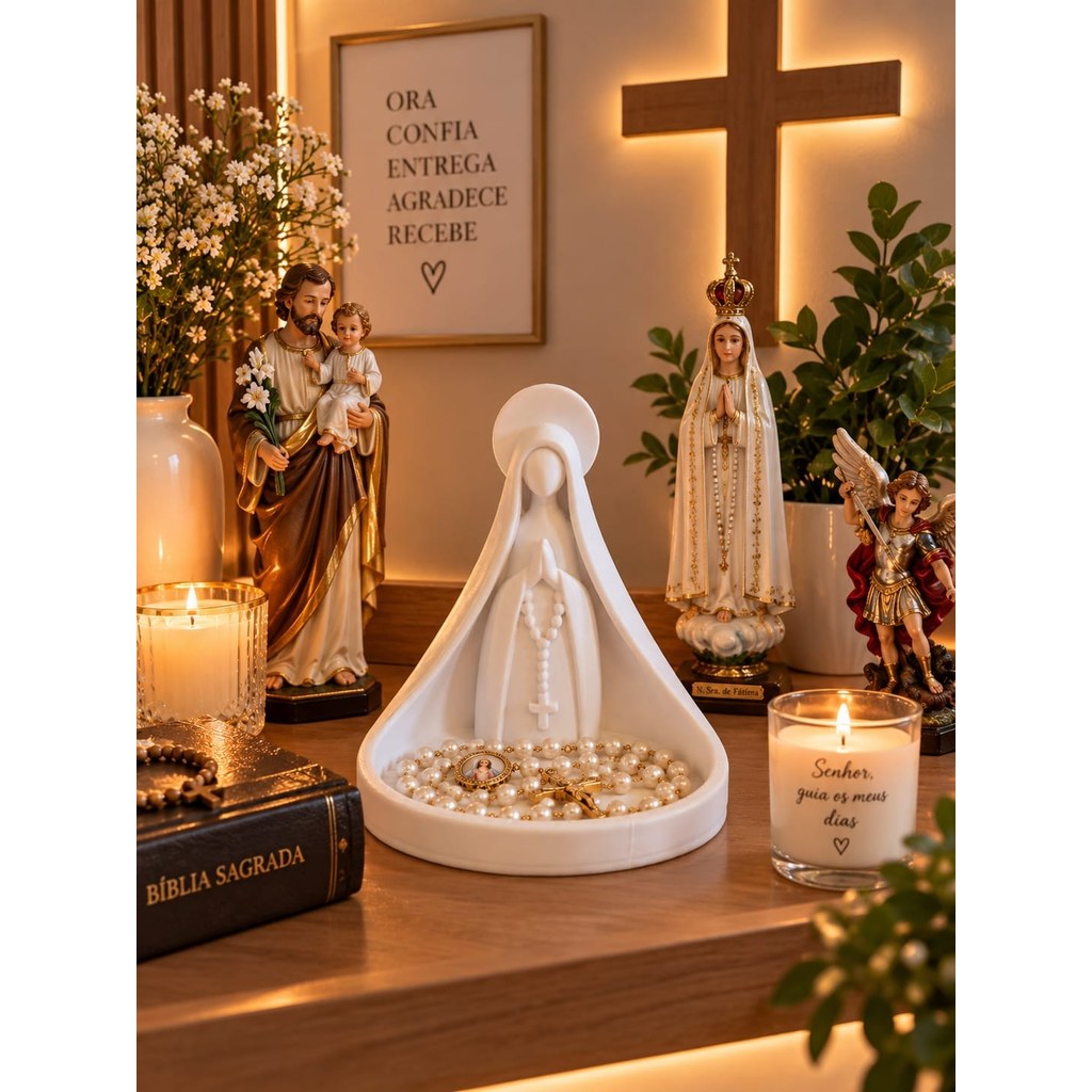 Porta Terço Nossa Senhora Decorativo 3D Religioso Católico para Oração Fé Presente