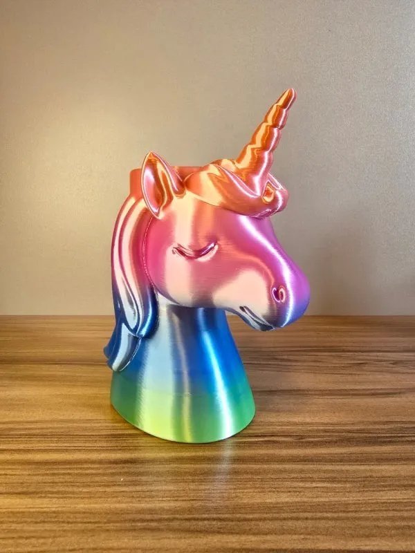 Porta-Canetas Unicórnio Furta-Cor Organizador de Mesa Criativo Decorativo