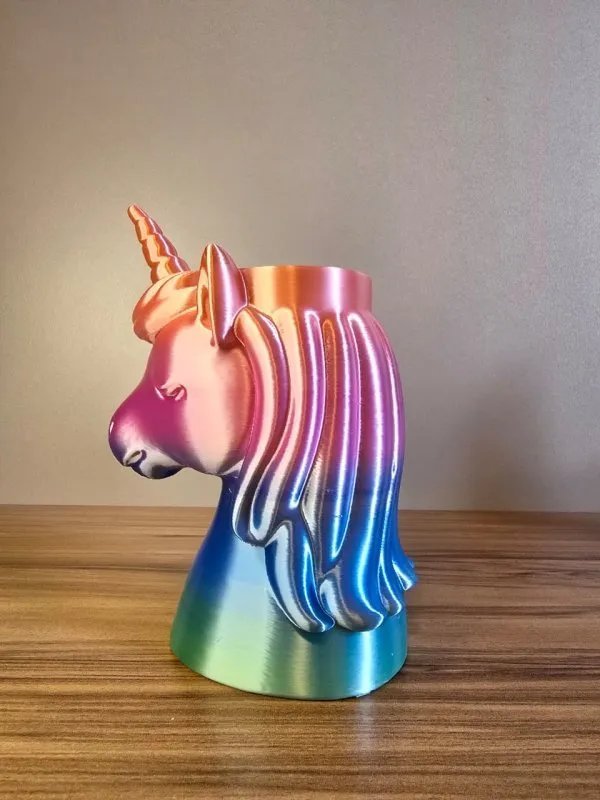 Porta-Canetas Unicórnio Furta-Cor Organizador de Mesa Criativo Decorativo