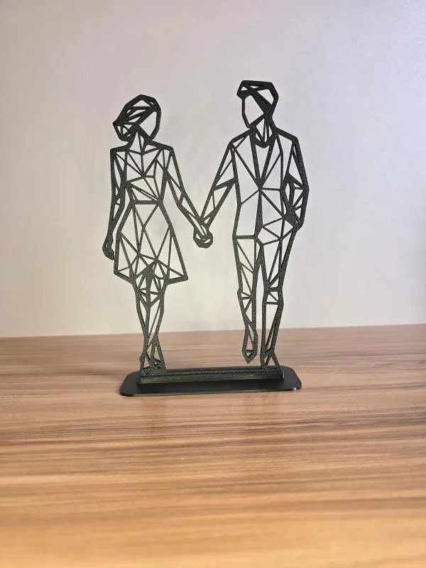 Escultura Casal Geométrica Moderna